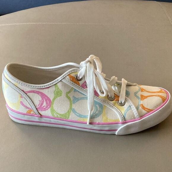 Coach NWOT City Sole Skate Multicolor Signature Rainbow Sneakers. Size 8M. - Picture 2 of 10